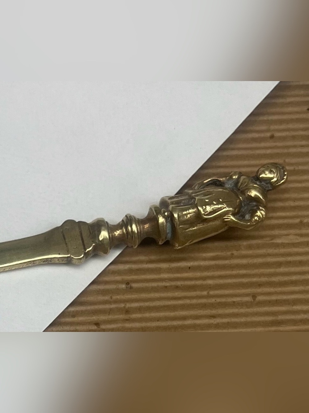 Vintage Brass Letter Opener with Figurine, Office Decor (7.5 inch)
